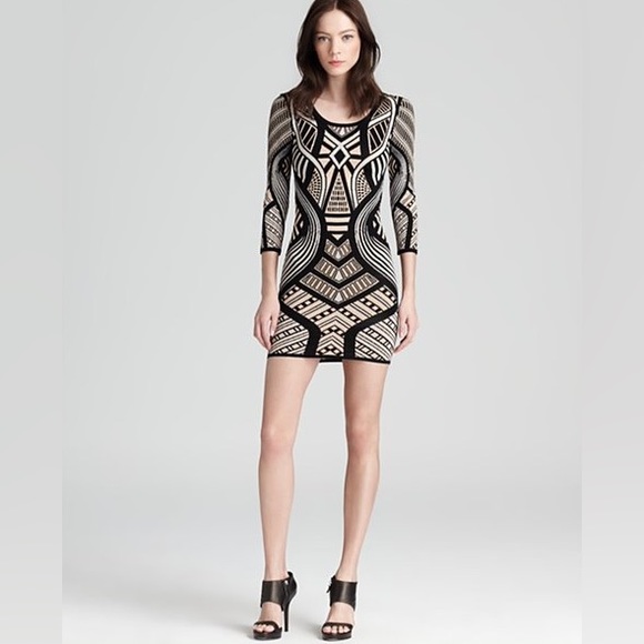 Art Deco Print Mini Sweater Dress - Picture 1 of 12